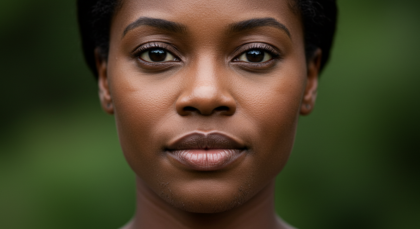 A black woman with hirsutism via Google Image FX