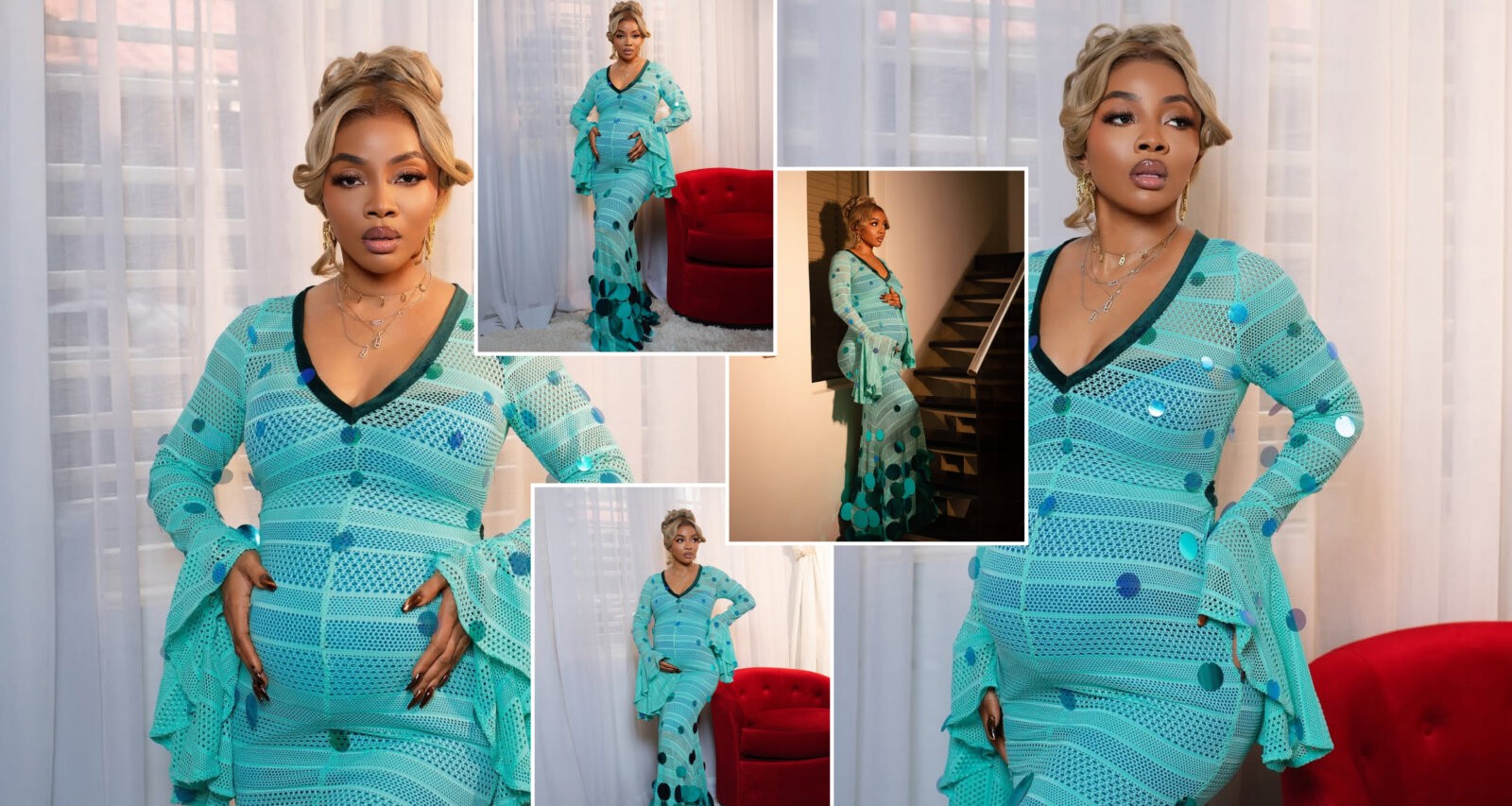 Toke Makinwa's baby bump style via @tokemakinwa on Instagram