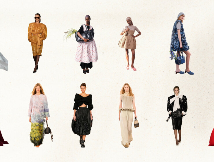 Paris Fashion Week: Stella McCartney SS26 via @fashioncloniet on X; @YouAreMyBezoar on X; Saint Laurent @bella.feoli on Instagram; Louis Vuitton SS26 via @itgirlbackup on X; GANNI SS26 via @hionfashion via X