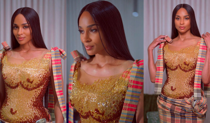 Ciara in a custom made TUBO piece via SoMe Solutions