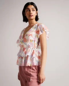 Ted baker frill top with tie details