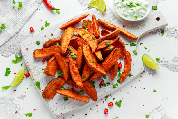 Healthy food- sweet potato wedges