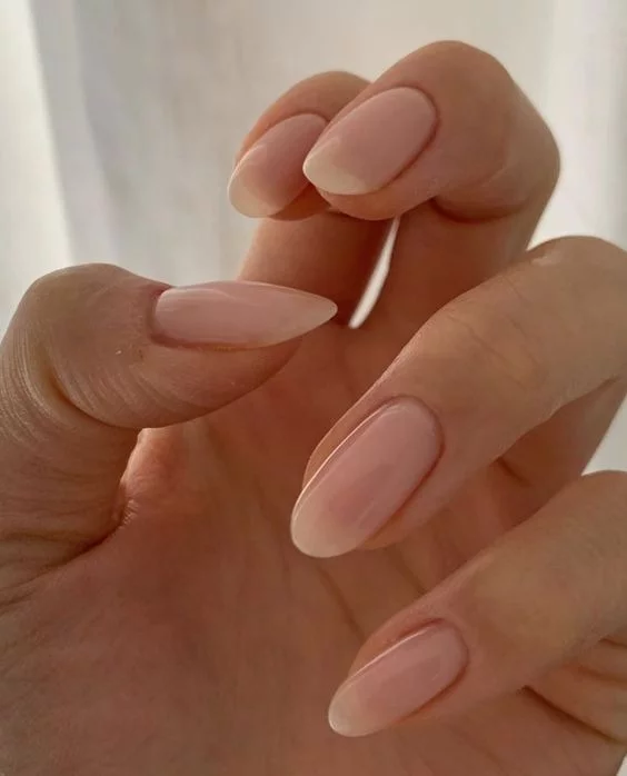 Natural/clear | Clear gel nails, Clear acrylic nails, Acrylic nails almond  short
