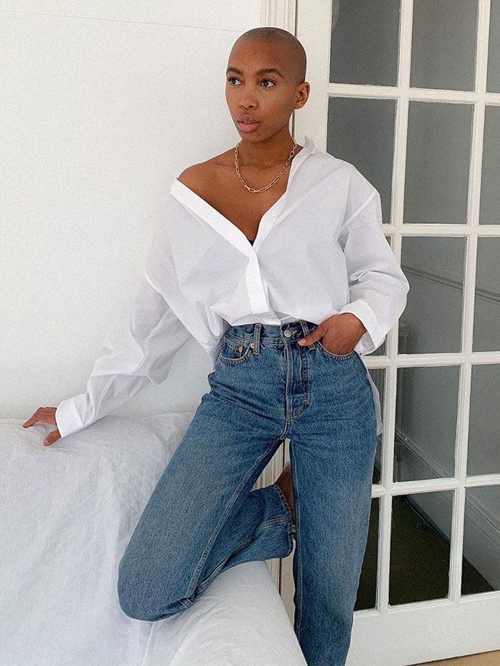 White shirt and jeans