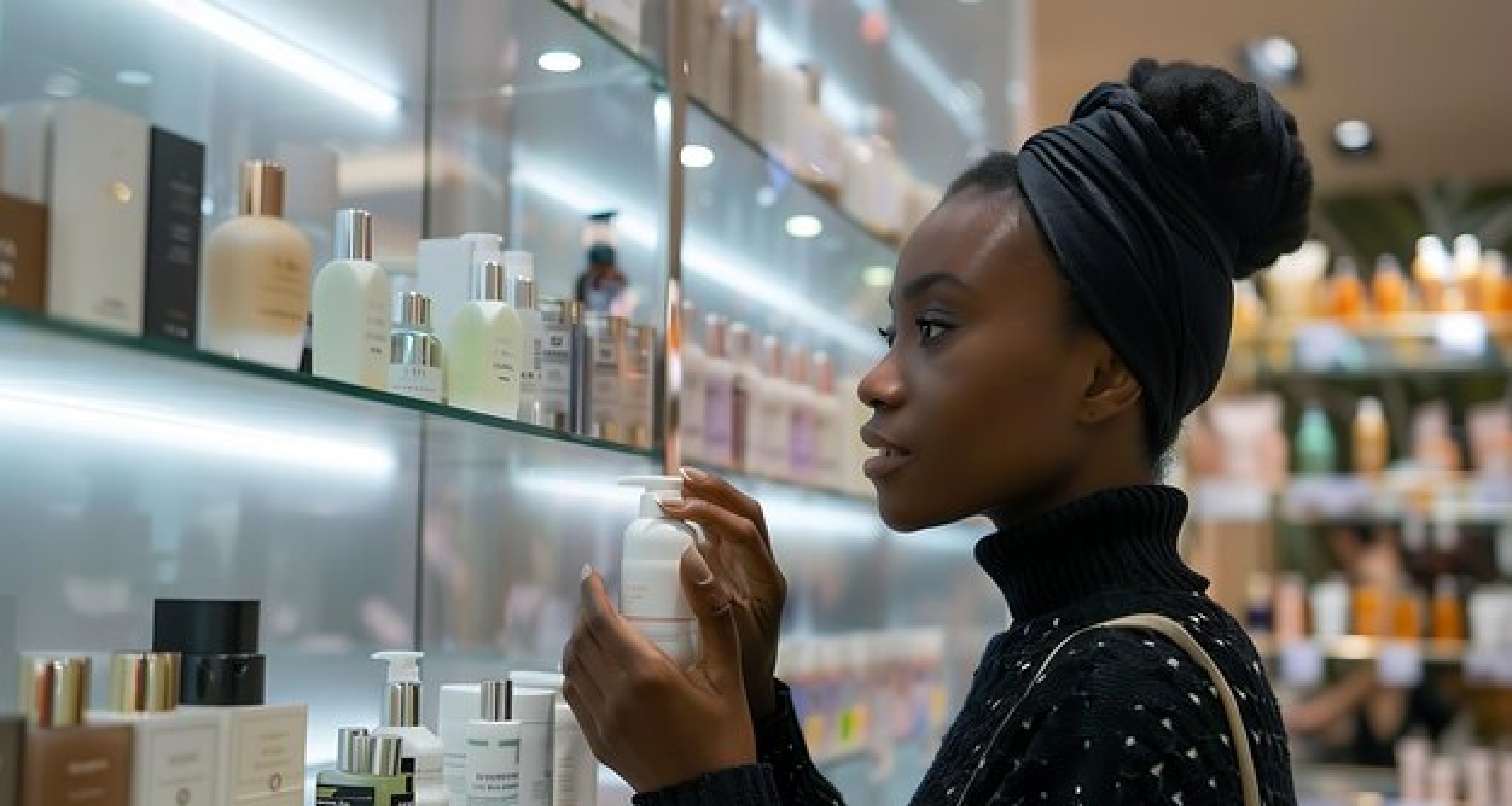 A black woman at the beauty store via Freepik