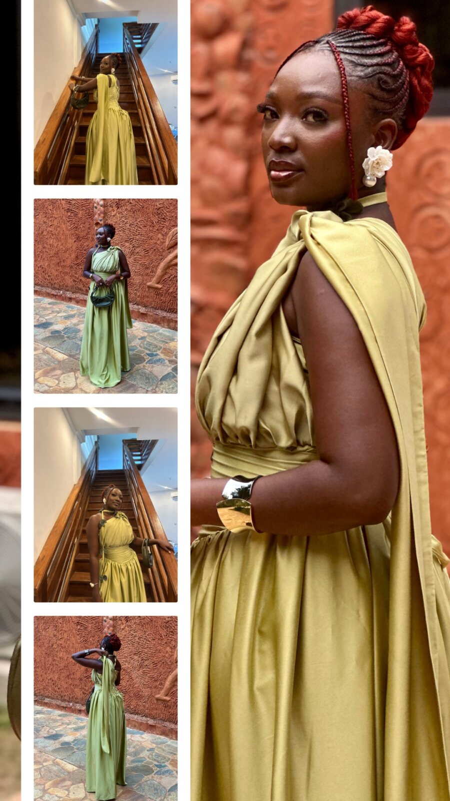 Wumi Tuase-Fosudo in the Rebel dress from Style with D for her anniversary dinner.